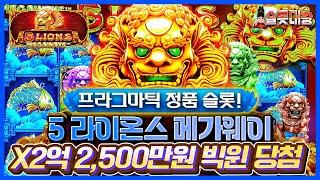 [슬롯사이트]5 라이온스 메가웨이2억 2,500만원 빅윈!프라그마틱 정품슬롯