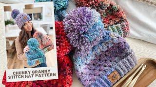 Easy Chunky Granny Stitch Hat Crochet Pattern - Beginner Friendly!