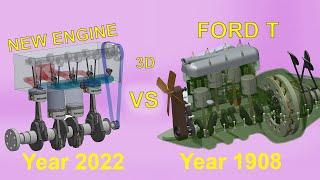 Ford T vs New Car  3D Animation// What changed in engines in 100 years?