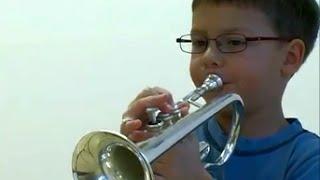 6 year old trumpet kid playing Handel