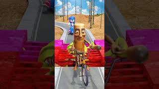 Weird Cars Going Most Thrilling Games Over Bridge  Shrek Two Bollard Spikec in BeamNG.drive