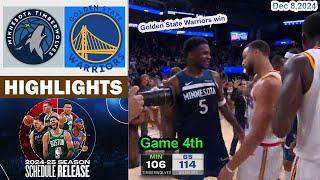 Golden State Warriors vs Minnesota Timberwolves 4th QTR Game Highlights | NBA Season Dec 8, 2024