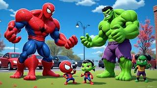 TEAM SUPERHERO RESCUE FAMILY SPIDERMAN vs FAMILY HULK, SUPER-GIRL, SHE HULK | LIVE ACTION STORY