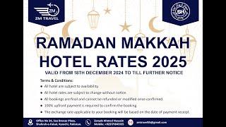 Top 3 Star 4 Star Makkah Hotel Rates For Ramadan Umrah Packages 2025