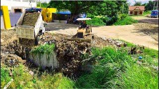 New project!! Incredible! Rarely activities,D20P Clearing Trash Falls Sewer Pipe,Truck loading Stone