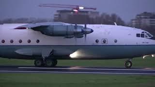 Compilation  4 movements : CAVOK  ANTONOV 12 : UR-CBG & UR-CNN , Ostend Airport