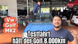 Die erste Testfahrt mit dem Golf.Lukas,Leon sind überrascht.Golf mit vielen Mängeln