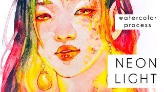 NEON LIGHT -Watercolor speedpaint-