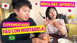 Minha mãe japonesa experimentando café da manha japonesa.