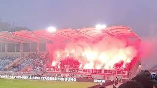 1. FC Saarbrücken gegen Rot-Weiss Essen 01.12.24 Choreo, Feuer, Eskalation ️