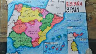 How to draw Spain map easy SAAD