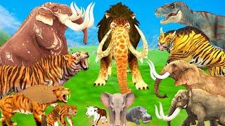 3 Giant Elephant 2 Zombie Bull  Cow vs Dinosaur 3 Zombie Tiger Wolf Attack Gorilla Hippo Mammoth