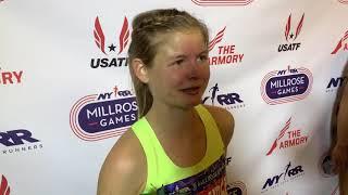 Allie Ostrander after winning 3k at 2020 Millrose