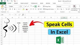 Speak Cells In Excel | Text to Speech In Excel