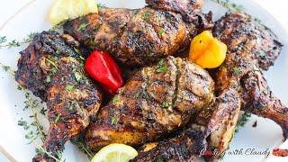 Authentic Jamaican Jerk Chicken with Homemade Jerk Marinade.