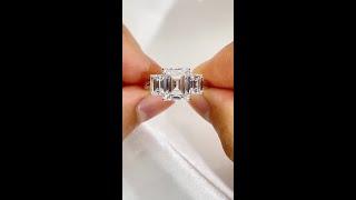 MSR-741 Emerald 3Ct H VS1 Lab Diamond PT950 Ring -Messi Jewelry