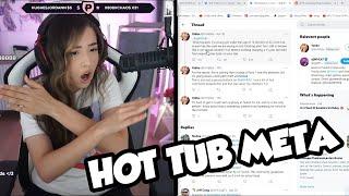 POKIMANE react to HOT TUB STREAM META on TWITCH! (Stream Moments) | Broccoli TV