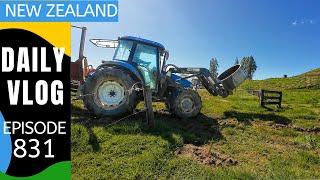 Moving troughs, town and truck  [Life in New Zealand #831]