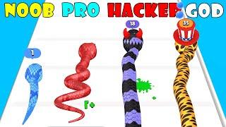 NOOB vs PRO vs HACKER vs GOD - Snake Run Race・3D Running Game