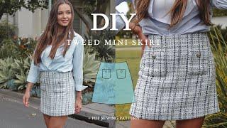 sew a tweed mini skirt with pockets and lining | “ALISON” skirt sewing tutorial + PDF pattern