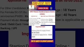 ISRO-VSSC 2023 new jobs #isro #isronews #viral #trending