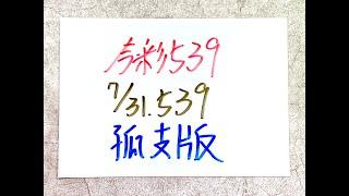 【今彩539】7月31日(三)孤支(密碼版)【上期中38】 #539 號碼