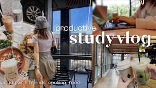 PRODUCTIVE mid-sem study vlog | studying with friends + food + grocery shopping