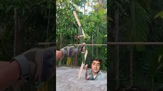 Bamboo creations with diy crossbow #bamboo #slingshots #bambooart #diy #shorts