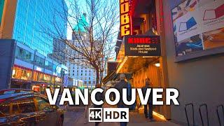 【4K HDR】2-Hour Walking Through Vancouver Downtown at Sunset | BC. Canada Binaural City Sounds