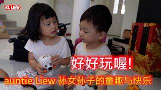 auntie Liew 孙女孙子的童趣与快乐,好好玩喔! 买了好多玩具回来