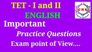 TET 1 and 2 ENGLISH Important Practice Questions