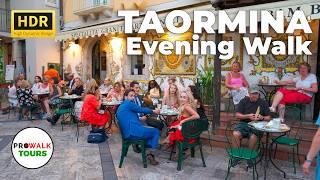 Taormina, Sicily Evening Walking Tour - HDR 4K60fps with Captions