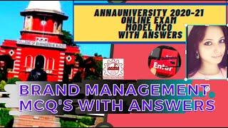 BRAND MANAGEMENT MCQ WITH ANSWERS|ANNA University 2020-21 Online Exam Model MCQ/For MBA students