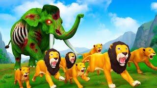 Zombie Mammoth's Rampage: Epic Encounter with Forest Animals | Elephant, Lion, Zebra