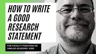 How to write a great research statement for a faculty position #assistantprofessor