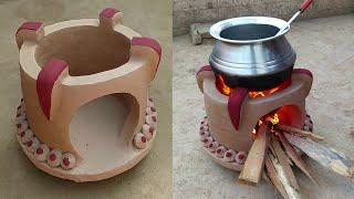 Most Beatifull clay stove | mitti ka chulha banane ka tarika |fire stove |Primitive Skills |DIY IDEA