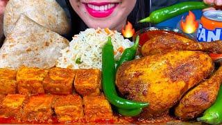 ASMR WHOLE CHICKEN CURRY, PANEER MASALA, PARATHA, VEG PULAO MUKBANG MASSIVE Eating Sounds