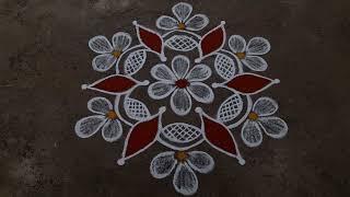 simple beautiful rangoli design 5*3dots Friday kolam daily muggulu easy rangoli design