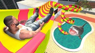 Franklin VS Shark on Water Slide in Indian Bikes Driving 3D