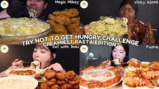 ASMR | TRY NOT TO GET HUNGRY CHALLENGE | CREAMIEST PASTA EDITION | BEST ITALIAN FOOD EATING SHOW |