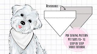 Reversible Dog Collar Bandana Sewing Pattern Step by Step Tutorial | Yesenia