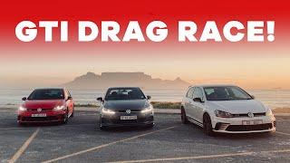 VW Golf GTI TCR vs Clubsport S vs Clubsport (Stage one tune) Drag Race!