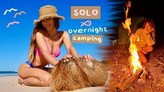 SOLO GIRL Overnight Camping, Kayaking, Fishing & Coconut Fun! ASMR