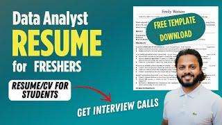 Data Analyst Resume for Freshers | 0-2 Years of Work Experience | Resume Template Files to Download