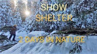 Building a Primitive Snow Survival Shelter, Cooking Outdoors,Bird Feeders,Survival Skills,Bushcraft