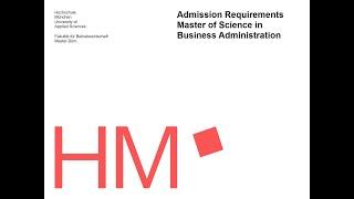 Master Business Administration - Admission Requirements