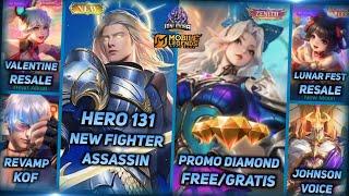 NEW HERO 131 FIGHTER/ASSASSIN, SELENA ZENITH, PROMO DIAMOND FREE, VALENTINE SKIN- MLBB UPCOMING SKIN