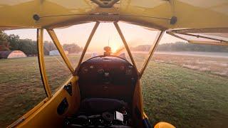 Golden Hour Bliss: Flying the Piper J3 Cub - A Heavenly Experience