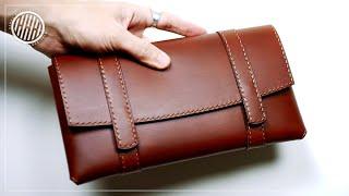 Making a simple leather clutch bag | Leather craft DIY