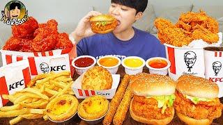 ASMR MUKBANG KFC 양념 치킨먹방! 치즈 햄버거 치즈스틱 후라이드치킨 & 레시피 CRISPY FRIED CHICKEN CHEESE BURGER EATING SOUND!